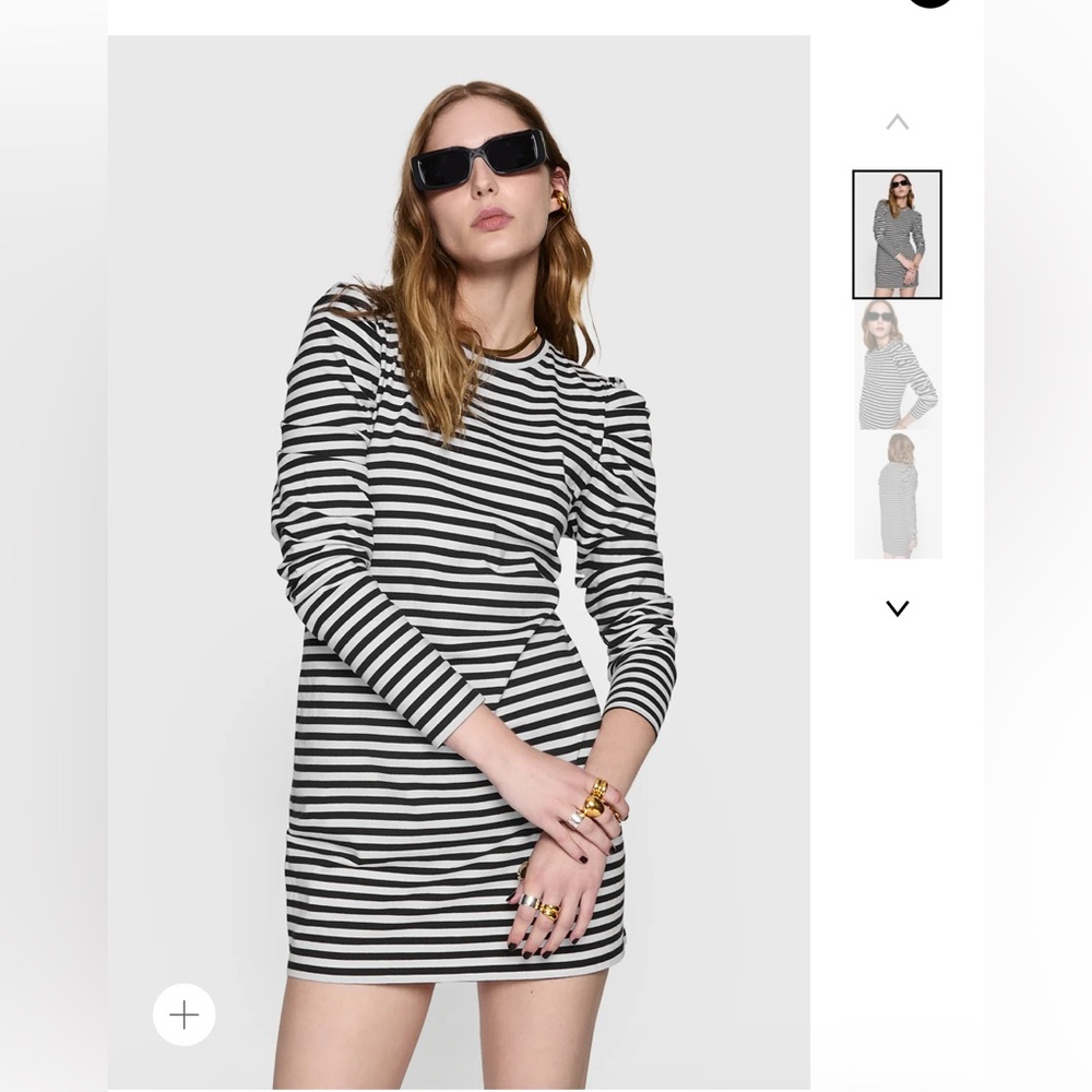 Rebecca Minkoff Black and White Striped Long Sleeve Dress
